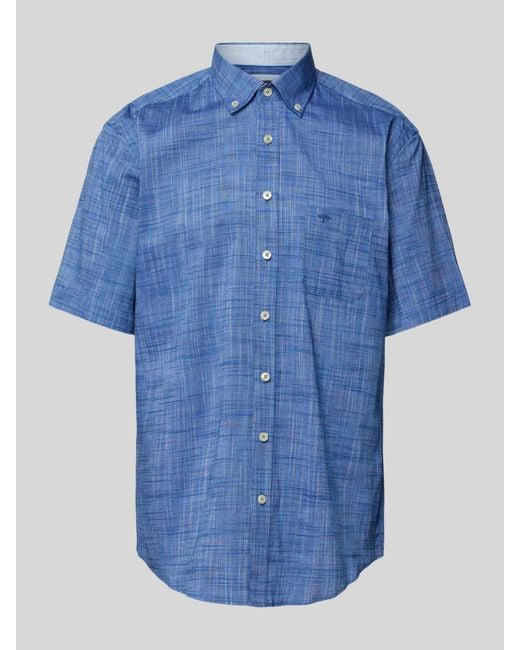 Fynch-Hatton Vrijetijdsoverhemd Met Button-Downkraag, Model 'Summer' in het Blue voor heren