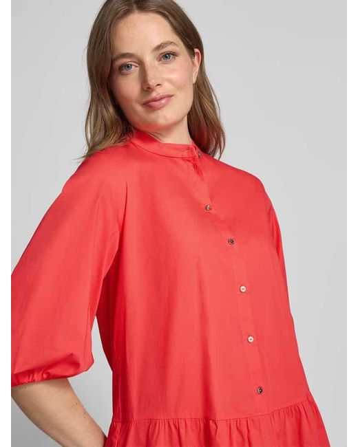 Marc Cain Red Knielanges Hemdblusenkleid mit Knopfleiste