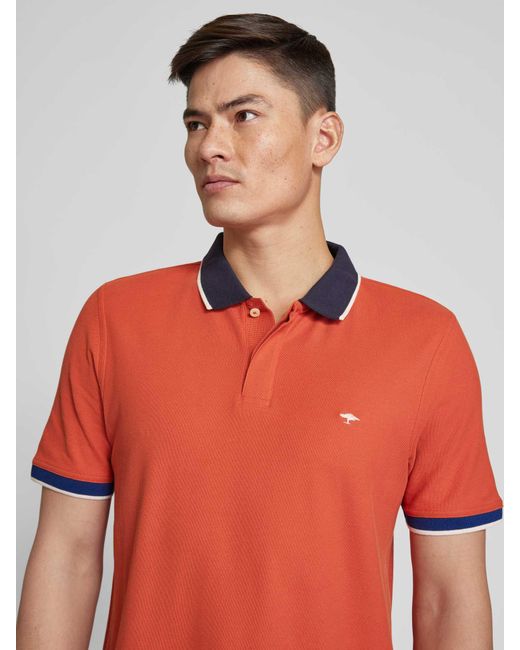 Fynch-Hatton Regular Fit Poloshirt Met Contrastgarnering in het Orange voor heren