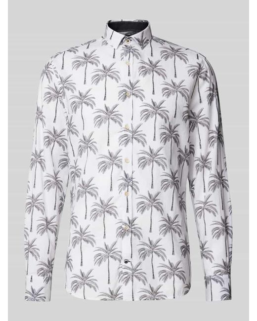 COLOURS & SONS Regular Fit Freizeithemd Mit Kentkragen Modell 'Palms' in Gray für Herren