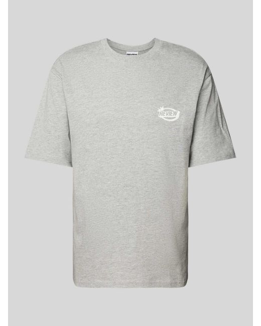 Review T-shirt Met Labeldetail in het Gray voor heren