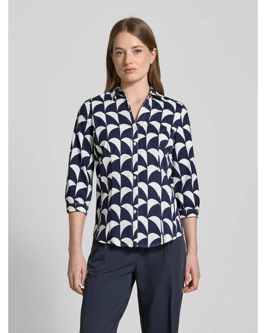 MORE&MORE Blue Regular Fit Bluse mit 3/4-Arm
