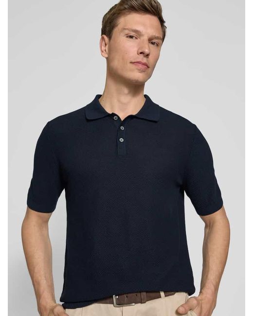 Gran Sasso Regular Fit Poloshirt mit Strukturmuster in Blue für Herren