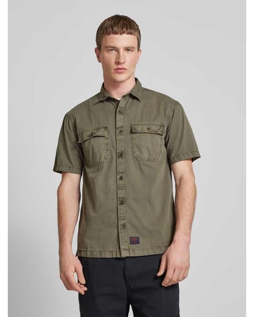 Superdry Regular Fit Freizeithemd Mit 1/2-Arm Modell 'Military' in Green für Herren