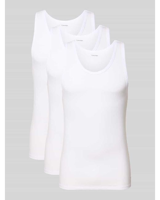 Calvin Klein Tanktop mit gerippten Abschlüssen im 3er-Pack in White für Herren