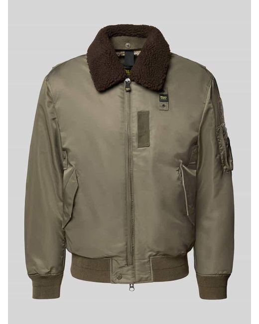 Blauer Usa Bomberjacke mit Zweiwege-Reißverschluss Modell 'MARSHALL' in Green für Herren
