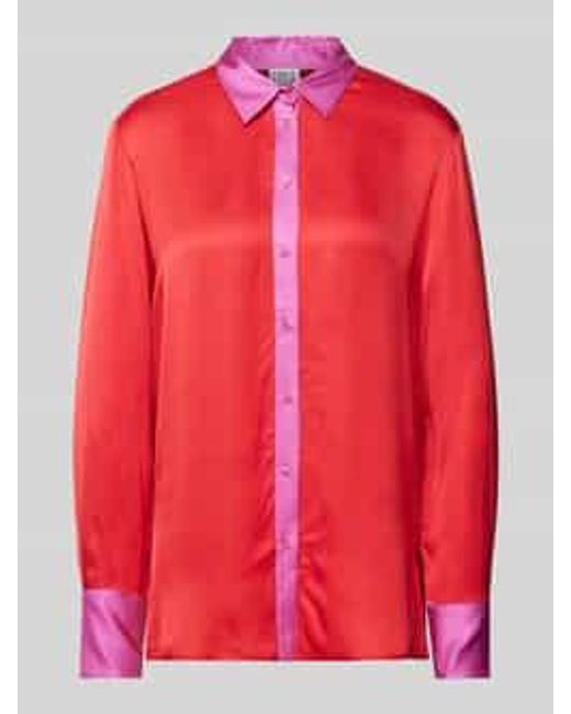 Emily Van Den Bergh Regular Fit Blouse Met Doorknoopsluiting in het Red