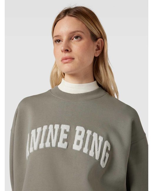 Anine Bing Gray Oversized Sweatshirt mit Label-Detail