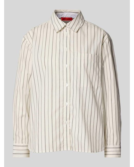 MAX&Co. Regular Fit Overhemdblouse Met Borstzak in het Natural