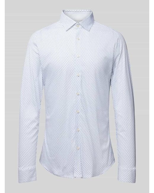 DESOTO Slim Fit Business-Hemd mit Allover-Muster in White für Herren