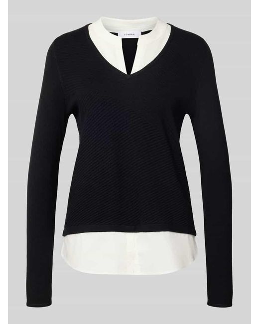 Comma, Blue Strickpullover mit Strukturmuster