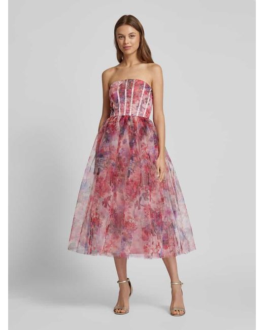 LACE & BEADS Pink Cocktailkleid im Stufen-Look