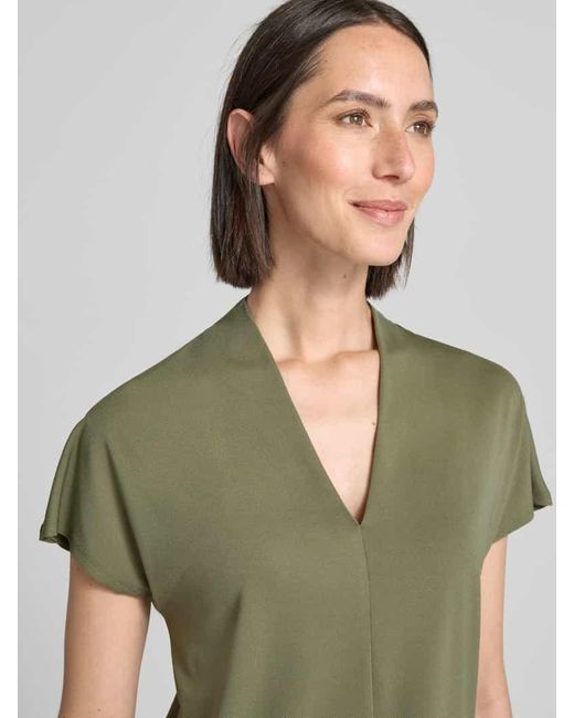 Freequent Green Regular Fit Blusenshirt mit V-Ausschnitt Modell 'Yrsa'