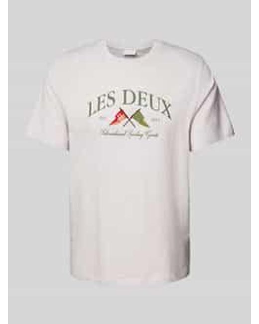 Les Deux T-shirt Met Labelstitching in het Gray voor heren