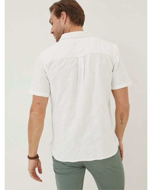 FatFace White Fatface Dimson Textured Shirt for men