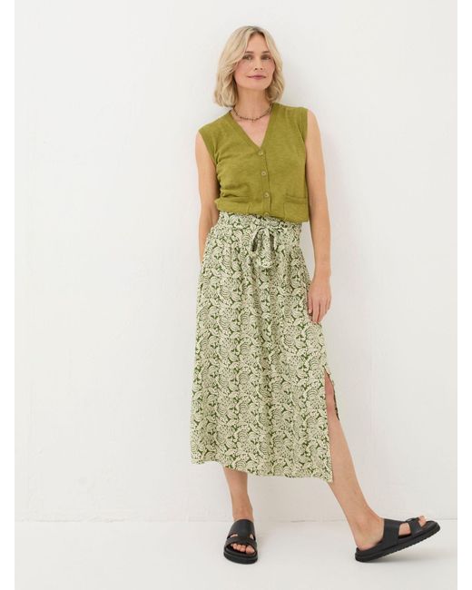 FatFace Green Fatface Sascha Damask Floral Midi Skirt