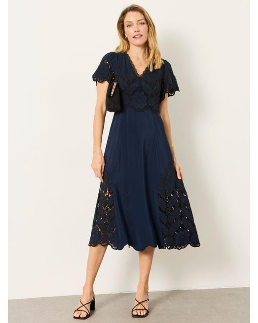 FatFace Blue Fatface Maya Petite Lace Dress