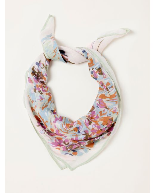 FatFace Pink Landscape Printed Square Scarf