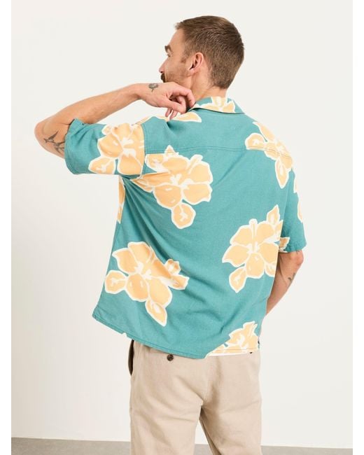 FatFace Blue Fatface Short Sleeve Relaxed Fit Large Hawaiian Floral Shirt for men