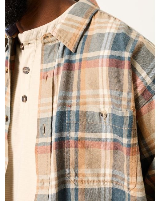 FatFace Natural Fatface Vassa Long Sleeve Relaxed Fit Check Shirt for men
