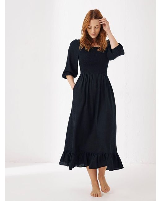 FatFace Blue Fatface Adele Midi Dress With Linen