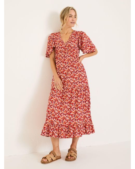 FatFace Red Fatface Grace Midi Dress