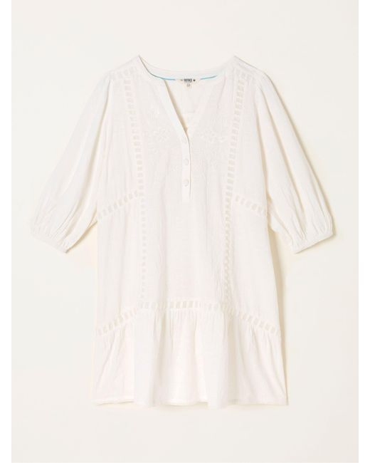 FatFace White Fatface Beachwear Embroidered Mini Dress