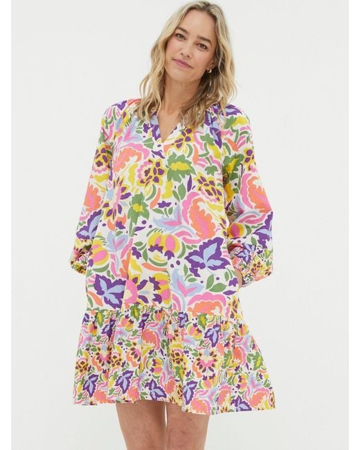 FatFace White Fatface Art Floral Tunic?Dress