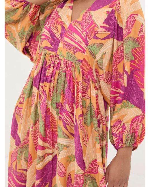 FatFace Red Fatface Jocelyn Tropical Floral Midi Dress