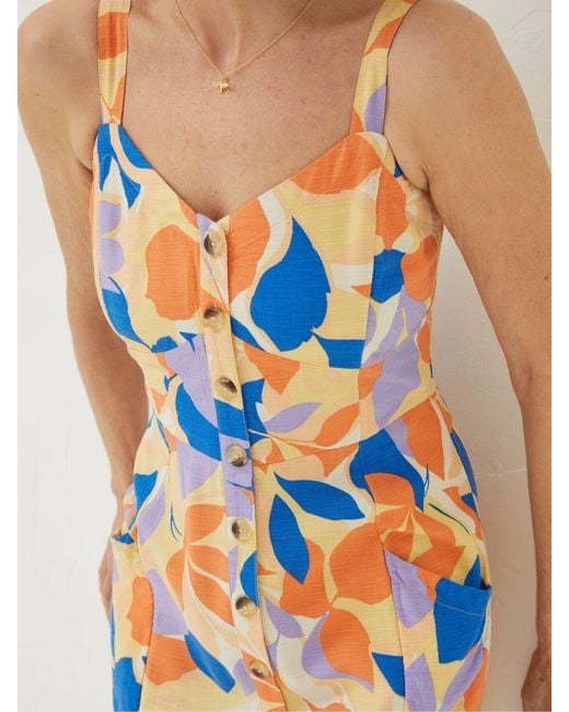 FatFace Blue Fatface Corey Stencil Floral Midi Dress