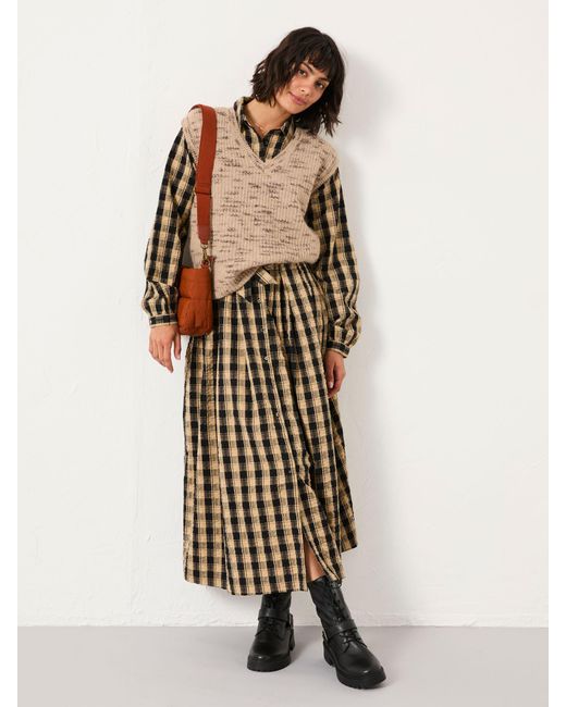 FatFace Black Fatface Ally Petite Check Shirt Dress