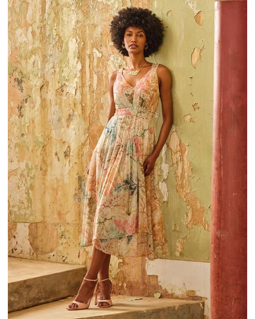 FatFace Natural Fatface V & A Fatface Maggie Regular Midi Dress
