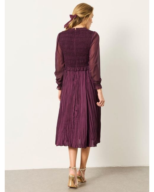 FatFace Purple Fatface Eva Petite Pleated Midi Dress