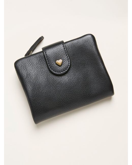 FatFace Black Heart Detail Leather Purse