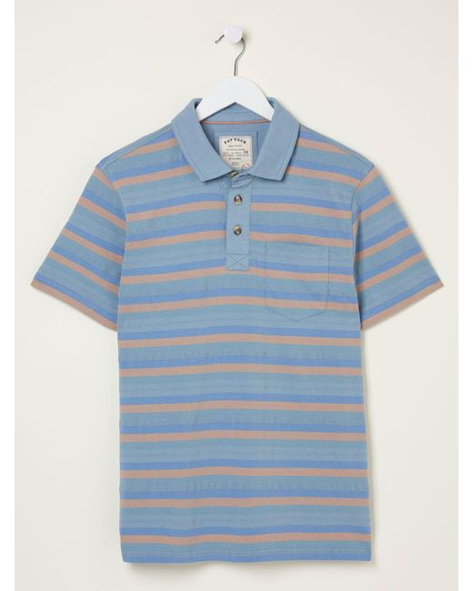 FatFace Blue Fatface Harlyn Textured Stripe Polo Shirt for men