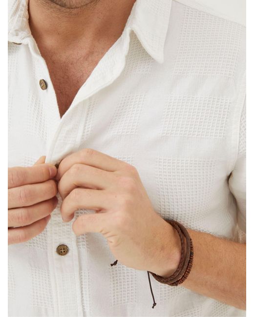 FatFace White Fatface Dimson Textured Shirt for men