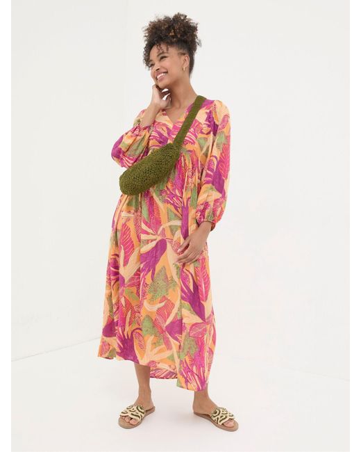 FatFace Red Fatface Jocelyn Tropical Floral Midi Dress