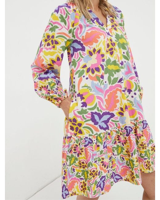 FatFace White Fatface Art Floral Tunic?Dress