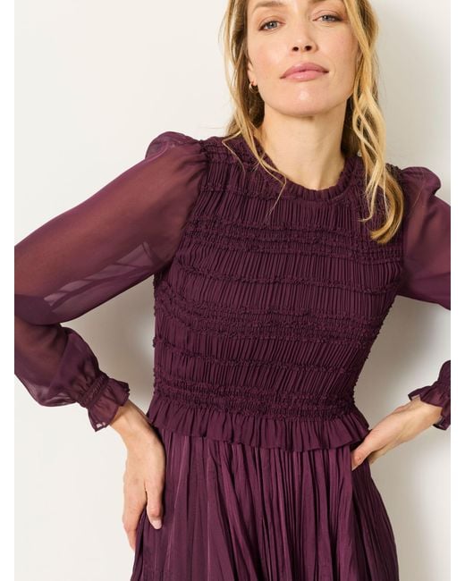 FatFace Purple Fatface Eva Petite Pleated Midi Dress