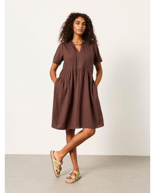 FatFace Brown Fatface Immy Regular Linen Dress