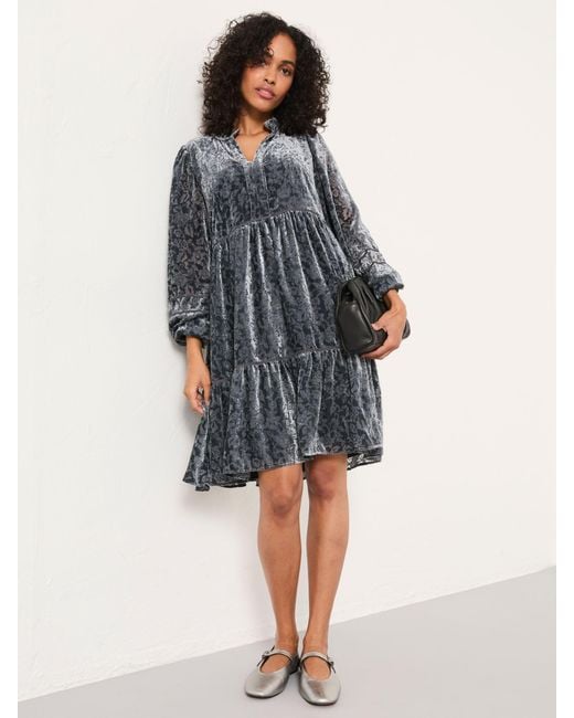 FatFace Blue Fatface Riley Regular Devore Mini Dress