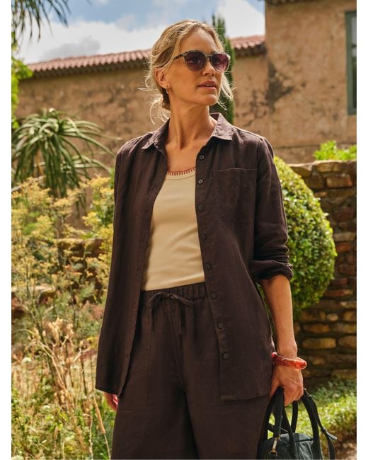 FatFace Brown Fatface Olivia 100% Linen Shirt