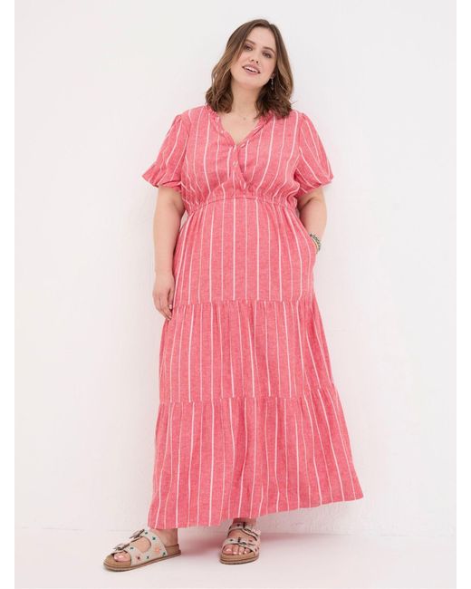 FatFace Pink Fatface Aubrey Stripe Linen Blend Maxi Dress