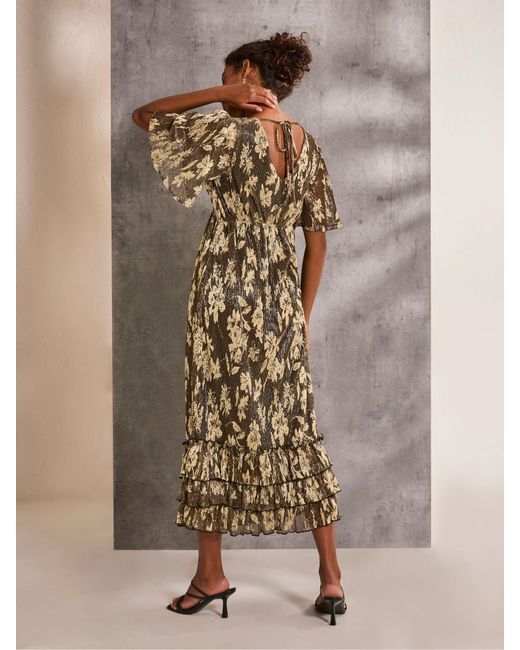 FatFace Brown Fatface Lucia Foil Plisse Maxi Dress