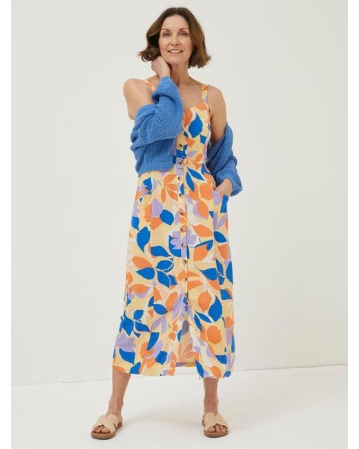 FatFace Blue Fatface Corey Stencil Floral Midi Dress