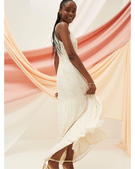 FatFace Natural Fatface Ivy Foil Maxi Dress