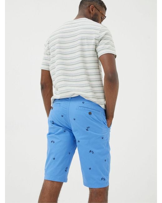 FatFace Blue Fatface Mawes Bird Embroidery Shorts for men