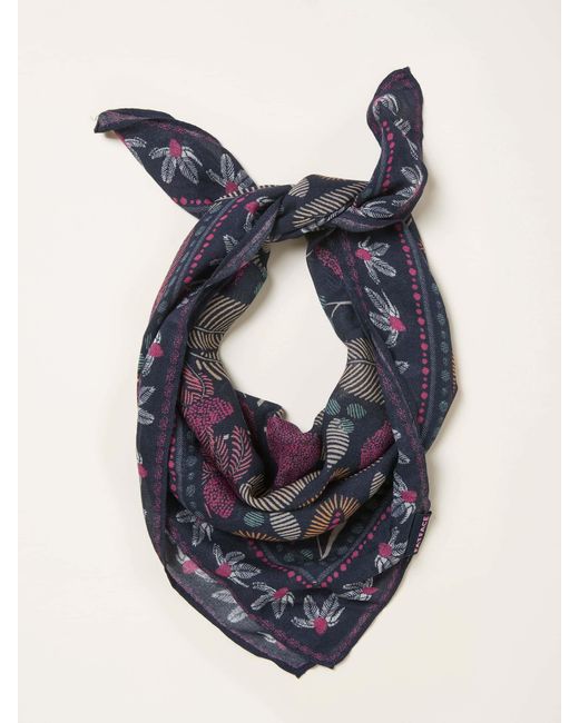 FatFace Blue Fatface Leaf Floral Square Scarf