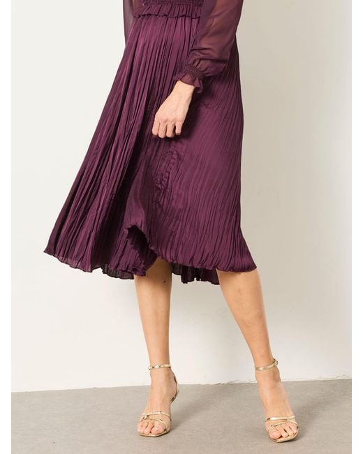 FatFace Purple Fatface Eva Petite Pleated Midi Dress