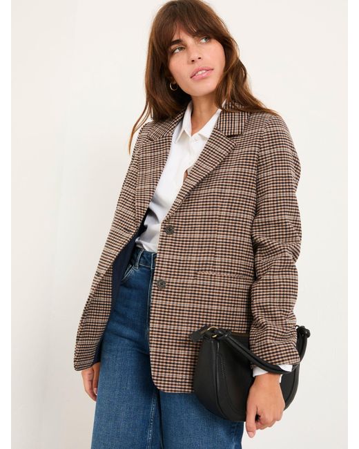 FatFace Brown Fatface Alba Check Blazer